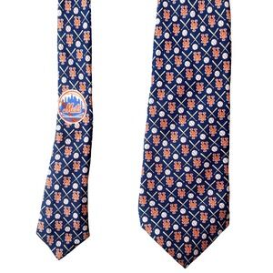 Vineyard Vines Mens Silk Tie Blue NY Mets MLB Baseball Rare Custom Collection